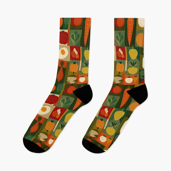 Item preview, Colorful Veggie Pattern– Fun All Over Print with Tomatoes,Midcentury Modern Vibes designed and sold by Kybruno's Creations.