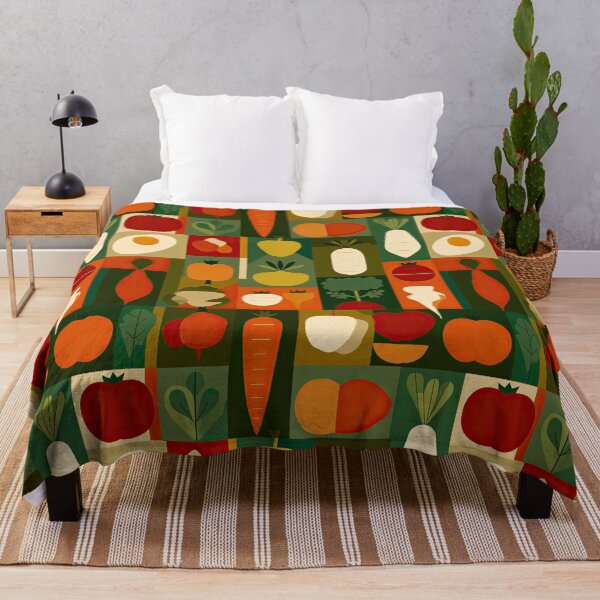 Item preview, Colorful Veggie Pattern– Fun All Over Print with Tomatoes,Midcentury Modern Vibes designed and sold by Kybruno's Creations.