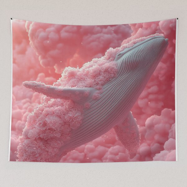Item preview, Floral Whale in Pink Clouds designed and sold by davidonstudio.