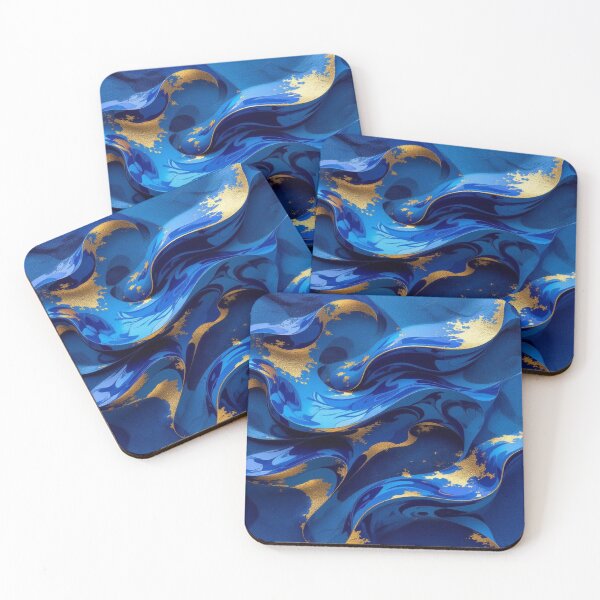 Item preview, Blue Vortex – Flowing Elegance in Gold and Deep Ocean Tones designed and sold by FotoworldEdel.
