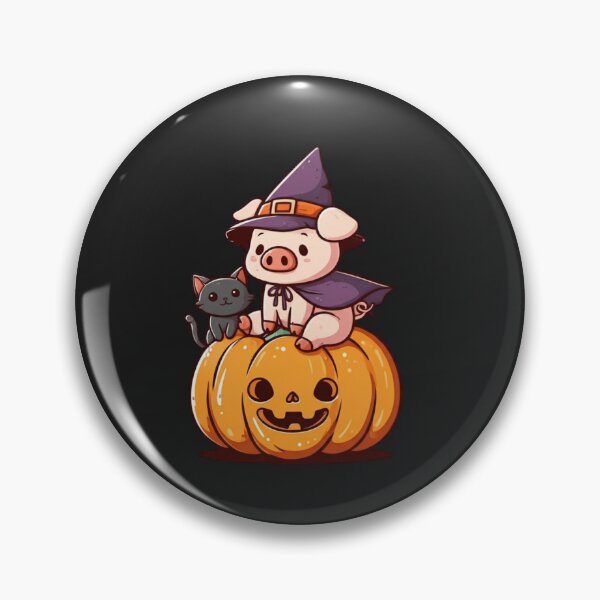 Item preview, Pumpkin Ride – Cute Chibi Pig Witch with Black Cat Kawaii Halloween Design designed and sold by ColorSplash123.