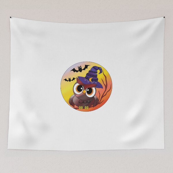 Artikelvorschau, Halloween Owl With Witch Hat And Bats In Full Moon  entworfen und verkauft von ChristopStano.