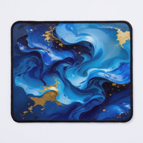 Item preview, Blue Vortex – Flowing Elegance in Gold and Deep Ocean Tones designed and sold by FotoworldEdel.