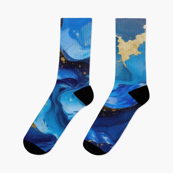 Item preview, Blue Vortex – Flowing Elegance in Gold and Deep Ocean Tones designed and sold by FotoworldEdel.