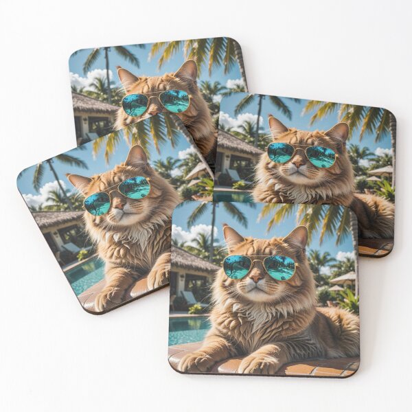 Item preview, Ginger cat lounging poolside designed and sold by Felinefamiliar.