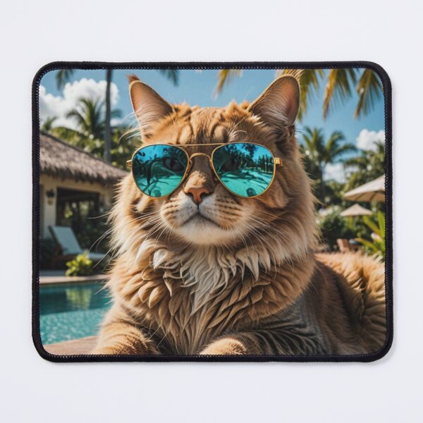 Item preview, Ginger cat lounging poolside designed and sold by Felinefamiliar.