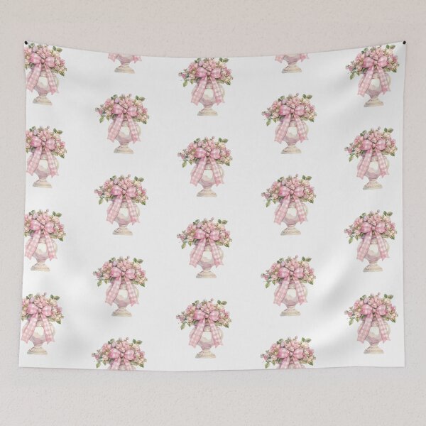 Item preview, flowerpot with pink plaid bow  designed and sold by viviofthevalley.