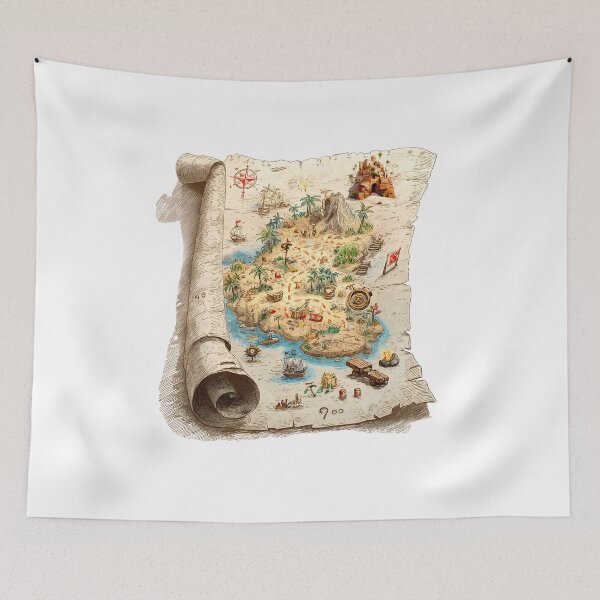 Item preview, Vintage Pirate Treasure Map – Adventure Island Illustration designed and sold by DesignArtist.ia.