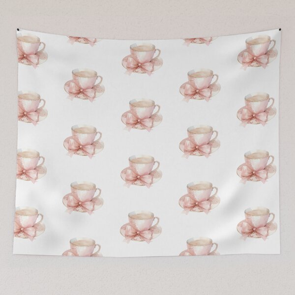 Item preview, coquette pink teacup with bow designed and sold by viviofthevalley.