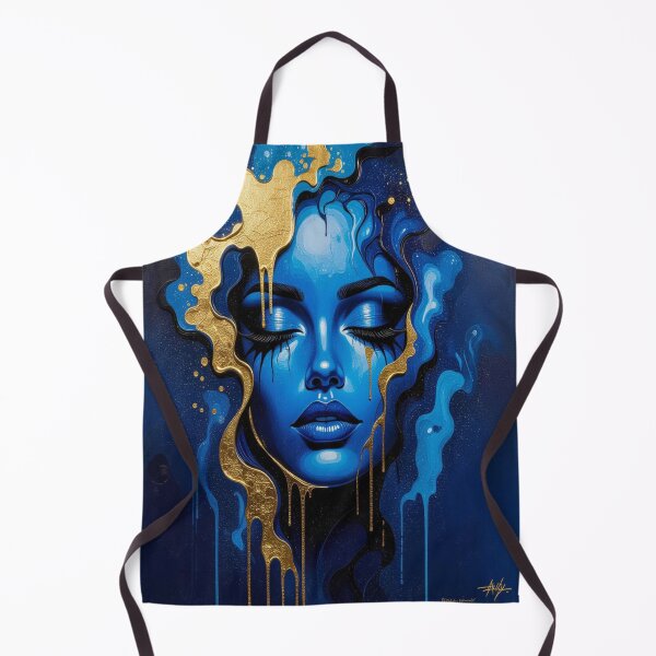 Artikelvorschau, Blue & Gold Flow – Surreal Beauty meets Digital Elegance entworfen und verkauft von FotoworldEdel.