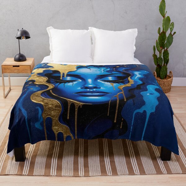 Item preview, Blue & Gold Flow – Surreal Beauty meets Digital Elegance designed and sold by FotoworldEdel.