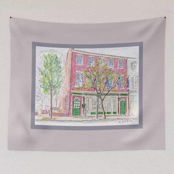 Item preview, Fredericksburg Visitor Center - watercolor and pen designed and sold by Annie Mason Art.