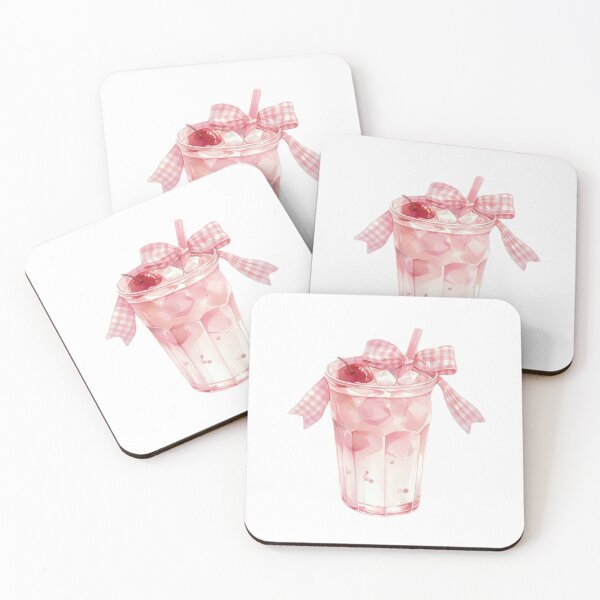 Item preview, coquette pink drink with ice cubes  designed and sold by viviofthevalley.