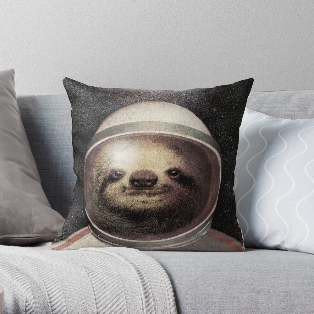Space Sloth Throw Pillow
