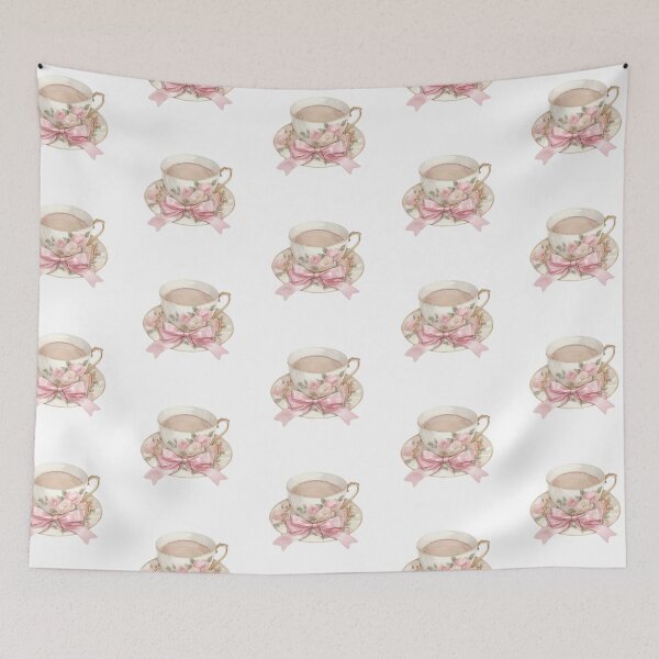 Item preview, aesthetic teacup with bow designed and sold by viviofthevalley.