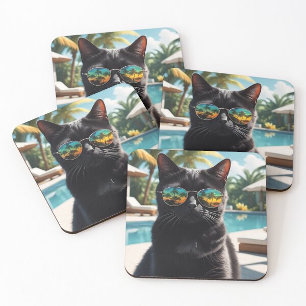 Item preview, Cool cat poolside lounging designed and sold by Felinefamiliar.