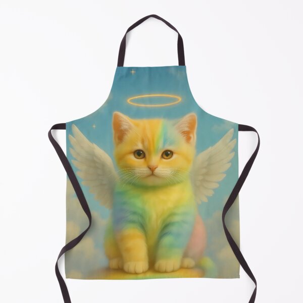 Item preview, Colorful Guardian Angel Kitten – Rainbow Cat with Wings and Halo designed and sold by TheVelvetMirage.