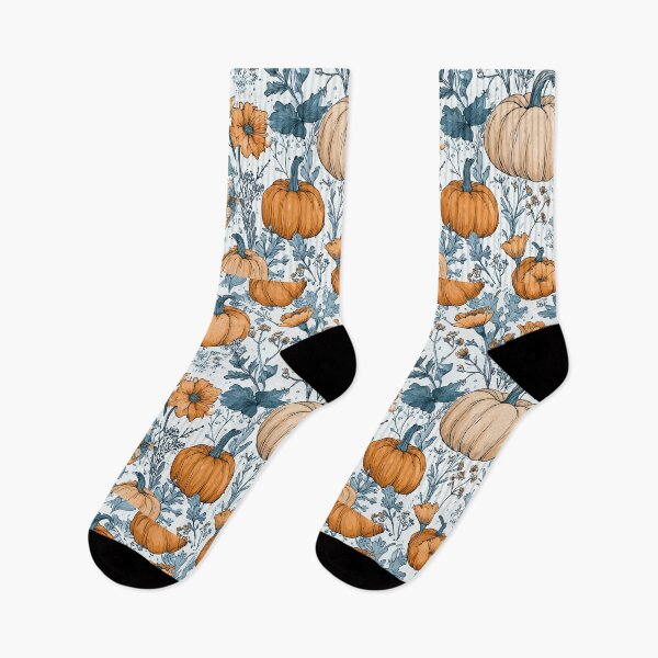 Item preview, Cute Autumn Pattern with Orange Pumpkins and Wildflowers, Cottagecore Garden Style, Cozy Fall Gift Idea designed and sold by Kybruno's Creations.