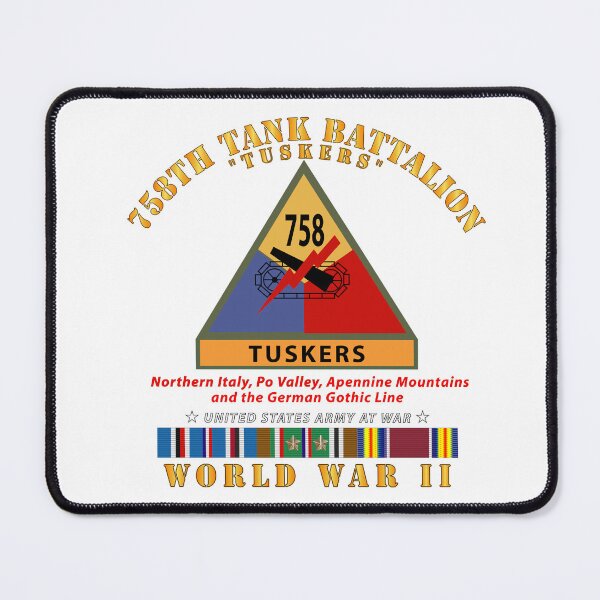 Item preview, Army - 758th Tank Battalion - Tuskers w SSI Name Tape WWII EU SVC designed and sold by Military Insignia Products.