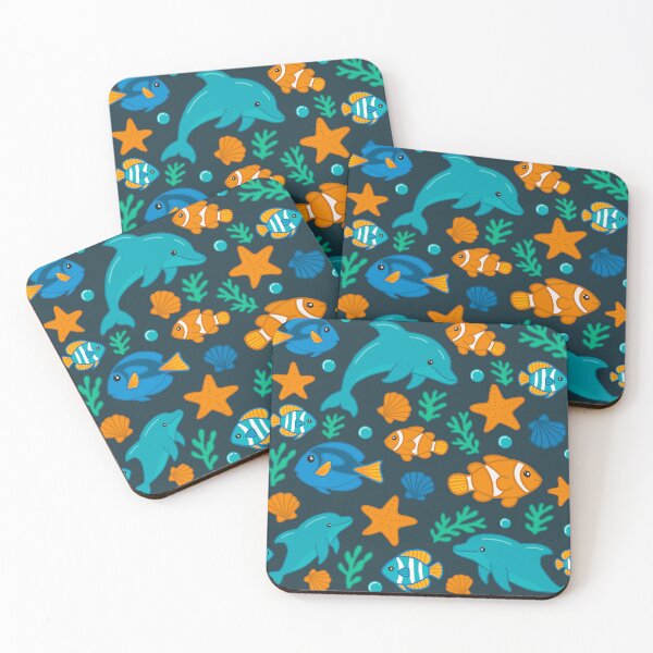 Item preview, Vibrant Seamless Ocean-Themed Pattern with Dolphins and Fish designed and sold by Studio Pico.