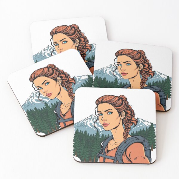Item preview, Adventurous Woman Hiking in the Mountains – Bold Comic Art Style designed and sold by Royalsticker.