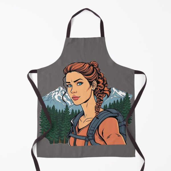 Artikelvorschau, Abenteuerlustige Frau beim Wandern in den Bergen – Mutiger Comic-Art-Stil entworfen und verkauft von Royalsticker.