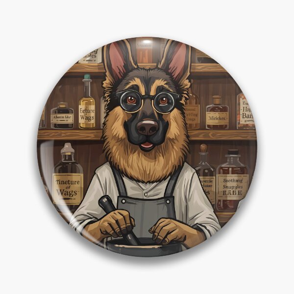 Item preview, Fantasy German Shepherd Apothecary Vintage Pharmacy Art designed and sold by Dewer Shop.