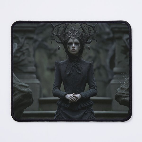 Item preview, Gothic Dark Queen – Surreal Fantasy Portrait with Antler Crown designed and sold by Talevin.