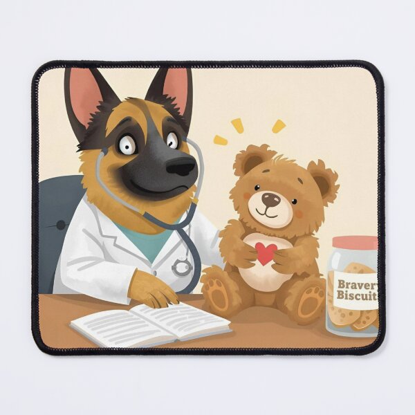 Item preview, The Gentle Pup-iatrician Cute German Shepherd Doctor Art designed and sold by Dewer Shop.