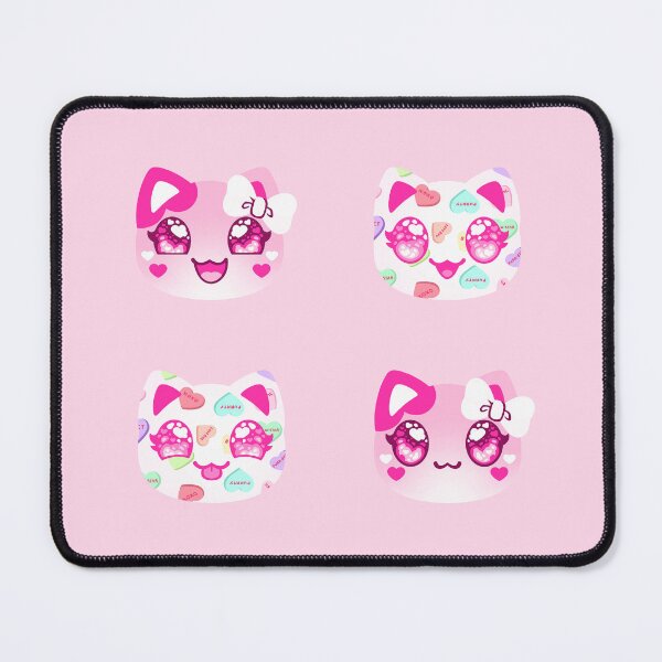 Item preview, Valentines Day Pink and Candy Hearts Meemeow Expressions Pattern designed and sold by ACenturyMage.