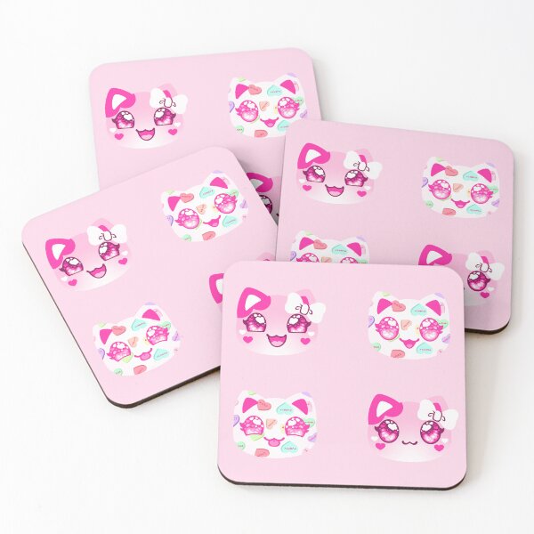 Item preview, Valentines Day Pink and Candy Hearts Meemeow Expressions Pattern designed and sold by ACenturyMage.