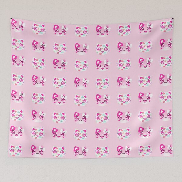 Item preview, Valentines Day Pink and Candy Hearts Meemeow Expressions Pattern designed and sold by ACenturyMage.