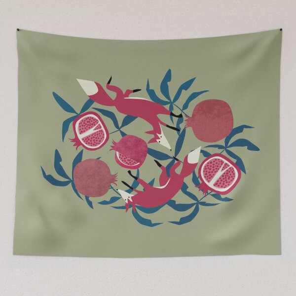 Item preview, pomegranates and foxes designed and sold by tonadisseny.