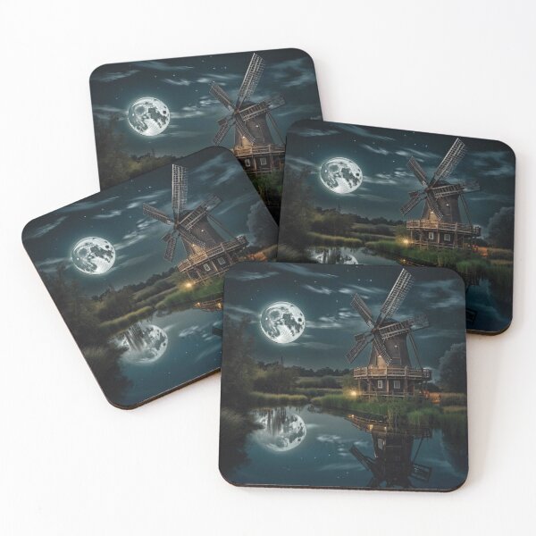 Item preview, Windmill with Full Moon on the Sky designed and sold by ytdream.