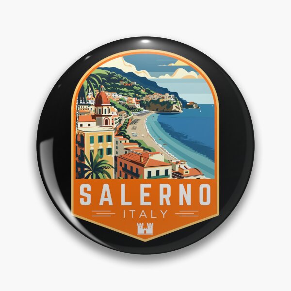 Item preview, Salerno in Campania, Italy Vintage Travel Art Badge designed and sold by MaateoDesign.