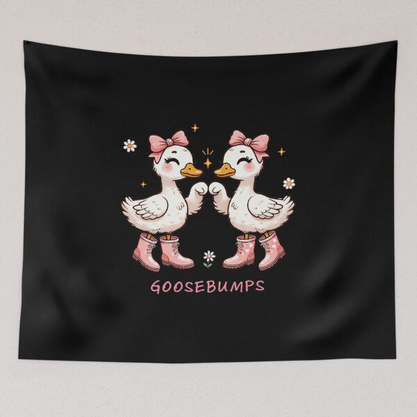 Item preview, Kawaii Geese Fist-Bumping in Pink Rain Boots designed and sold by WaddleWonders.