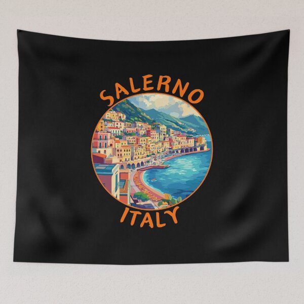 Item preview, Salerno in Campania, Italy Retro Travel Art Circle Emblem designed and sold by MaateoDesign.