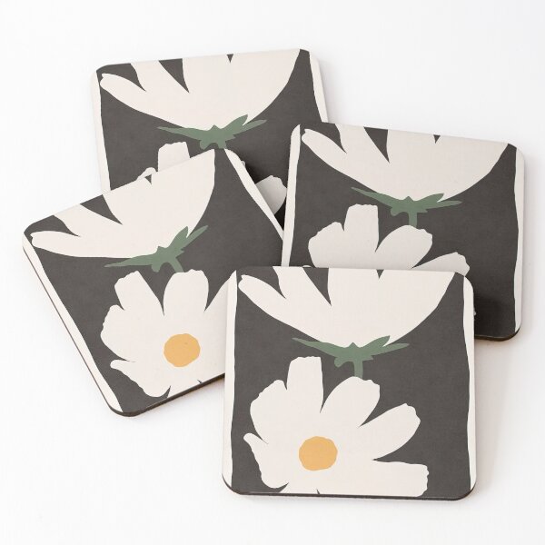 Item preview, Minimalist White Flowers on Black Background designed and sold by dizidroz.