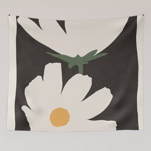 Item preview, Minimalist White Flowers on Black Background designed and sold by dizidroz.