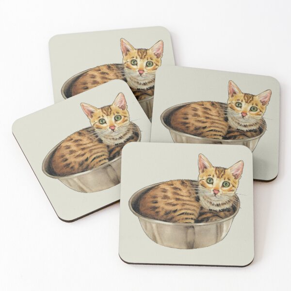 Item preview, Bengal Kitten Curled Up in A Bowl, Illustration designed and sold by JoyfulWhimsy.