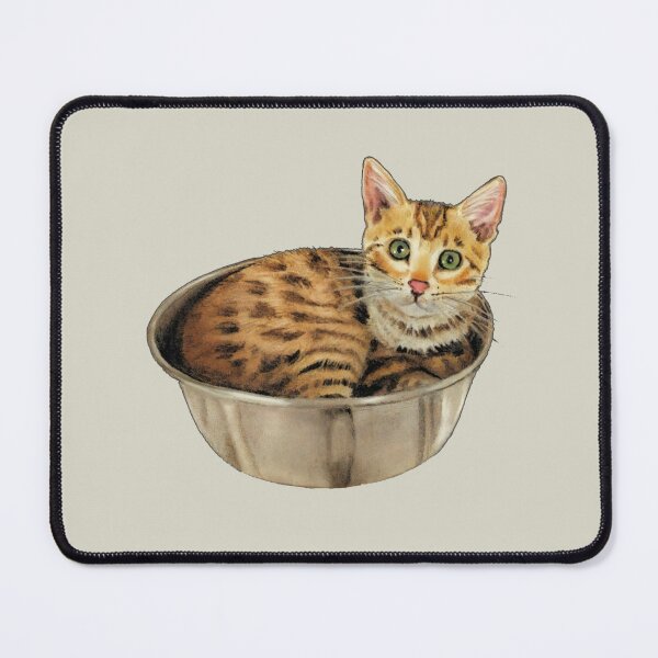 Item preview, Bengal Kitten Curled Up in A Bowl, Illustration designed and sold by JoyfulWhimsy.