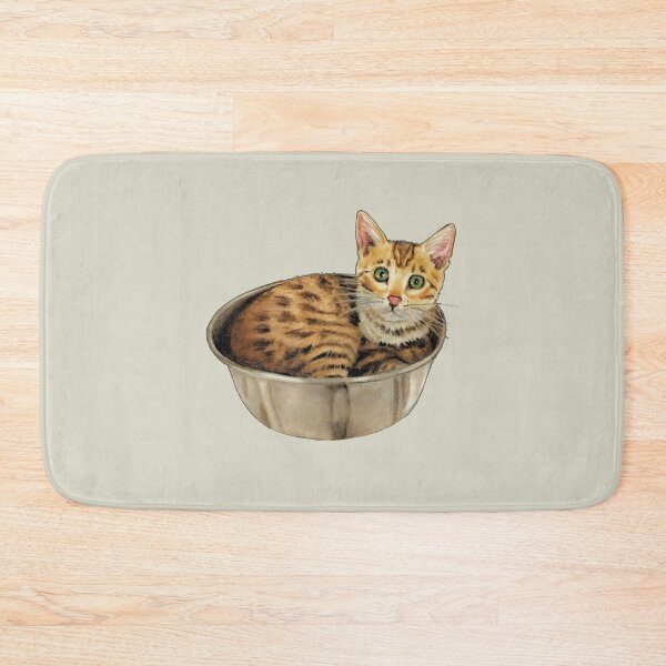 Item preview, Bengal Kitten Curled Up in A Bowl, Illustration designed and sold by JoyfulWhimsy.