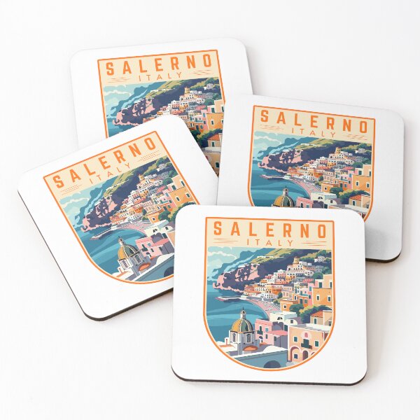 Item preview, Salerno in Campania, Italy Vintage Travel Art Badge designed and sold by MaateoDesign.