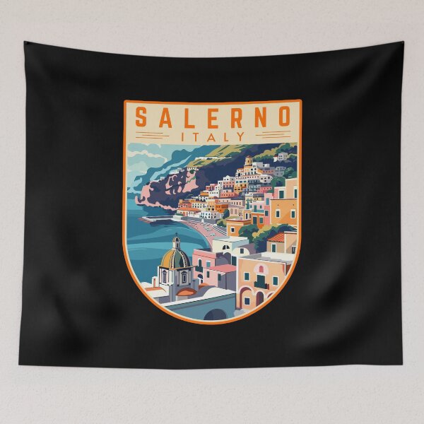 Item preview, Salerno in Campania, Italy Vintage Travel Art Badge designed and sold by MaateoDesign.
