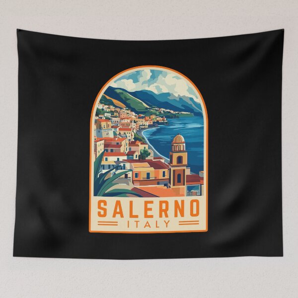 Item preview, Salerno in Campania, Italy Vintage Travel Art Emblem designed and sold by MaateoDesign.