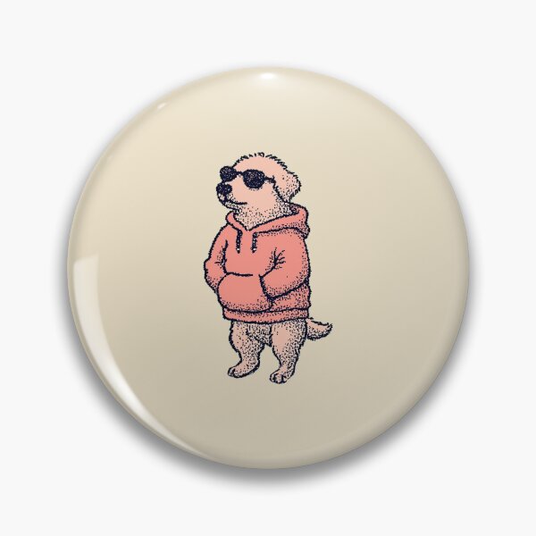 Item preview, Nonchalant Golden Retriever in Pink Hoodie, stipple illustration designed and sold by Magnificent Lizard.