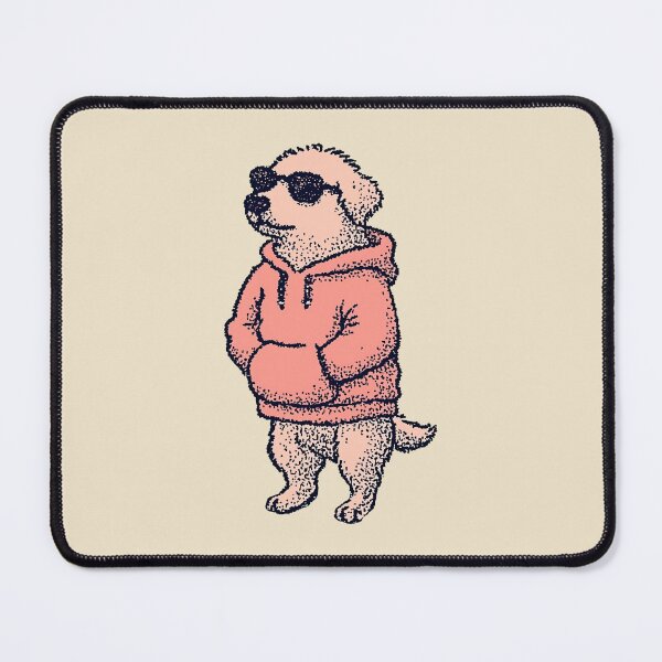 Item preview, Nonchalant Golden Retriever in Pink Hoodie, stipple illustration designed and sold by Magnificent Lizard.