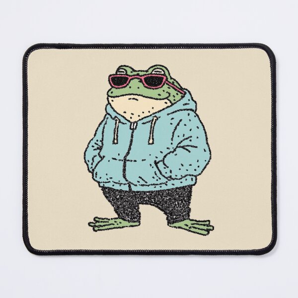 Item preview, Nonchalant Frog in Hoodie and Sunglasses, stippled illustration designed and sold by Magnificent Lizard.