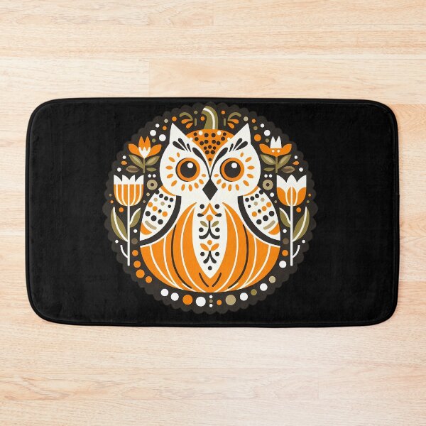 Item preview, Halloween Owl with Tulips - heidiannemorris Scandinavian Folk Art designed and sold by FOLK ART FUSION.