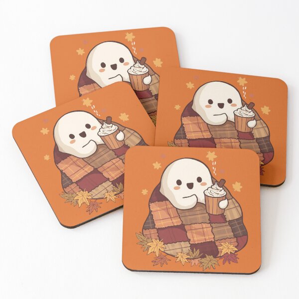 Item preview,  Adorable ghost wrapped in autumn blanket illustration designed and sold by Monascreativeempire.